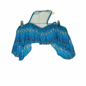 NEW Hula Honey Blue Chevron Bikini Top L NWT